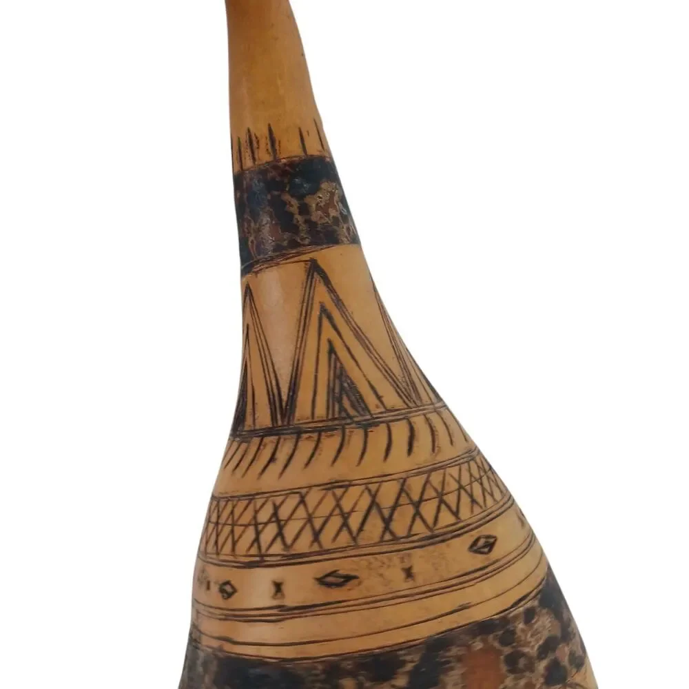 Vtg Hand Crafted South American Gourd Musical Instrument Piranha Porcupine 15